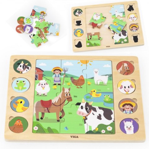 VIGA Drewniane Puzzle Odgadnij Po Cieniu - Farma Układanka 17 el. VIGA Drewniane Puzzle Odgadnij Po Cieniu - Farma Układanka 17 el.