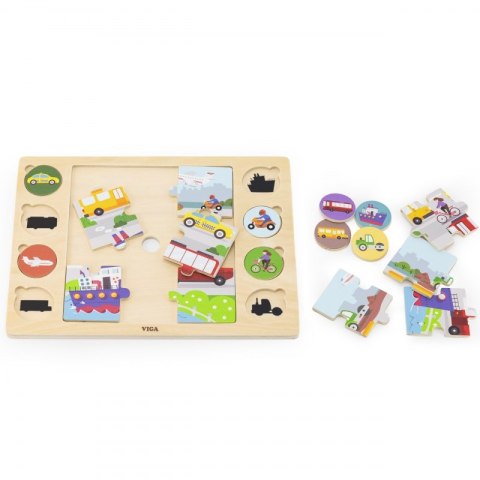 VIGA Drewniane Puzzle Odgadnij po Cieniu - Środki Transportu Układanka 17 el. VIGA Drewniane Puzzle Odgadnij po Cieniu - Środki Transportu Układanka 17 el.