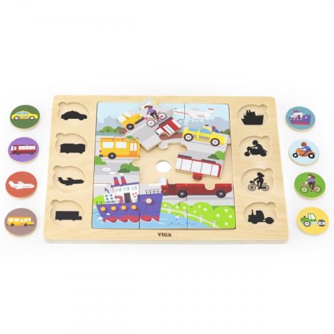 VIGA Drewniane Puzzle Odgadnij po Cieniu - Środki Transportu Układanka 17 el. VIGA Drewniane Puzzle Odgadnij po Cieniu - Środki Transportu Układanka 17 el.