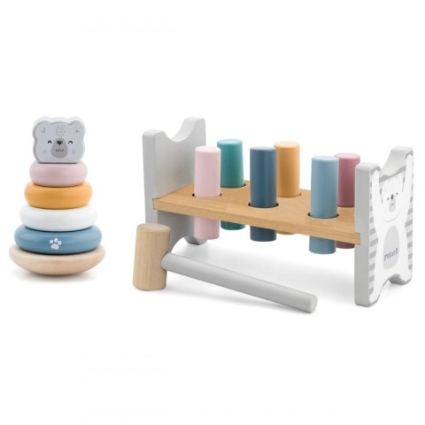 VIGA PolarB Zestaw Drewniana Piramidka + Przebijanka z Młoteczkiem Miś Polarny Montessori VIGA PolarB Zestaw Drewniana Piramidka + Przebijanka z Młoteczkiem Miś Polarny Montessori