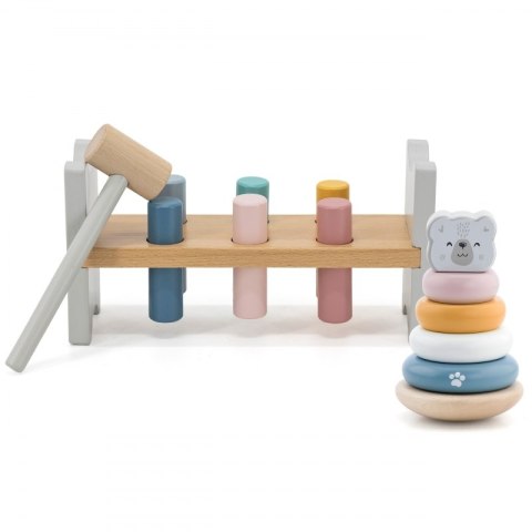 VIGA PolarB Zestaw Drewniana Piramidka + Przebijanka z Młoteczkiem Miś Polarny Montessori VIGA PolarB Zestaw Drewniana Piramidka + Przebijanka z Młoteczkiem Miś Polarny Montessori