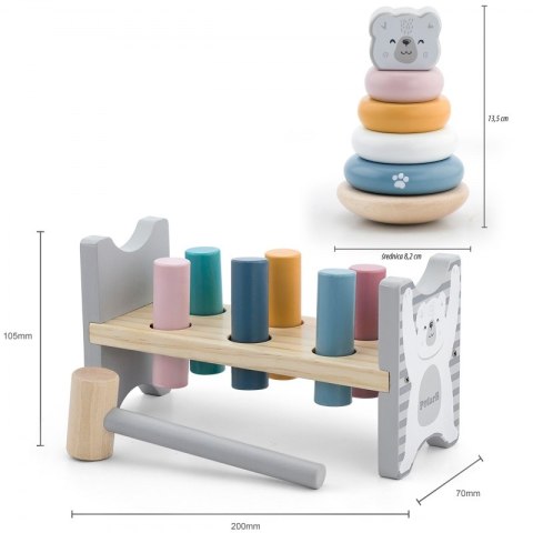 VIGA PolarB Zestaw Drewniana Piramidka + Przebijanka z Młoteczkiem Miś Polarny Montessori VIGA PolarB Zestaw Drewniana Piramidka + Przebijanka z Młoteczkiem Miś Polarny Montessori