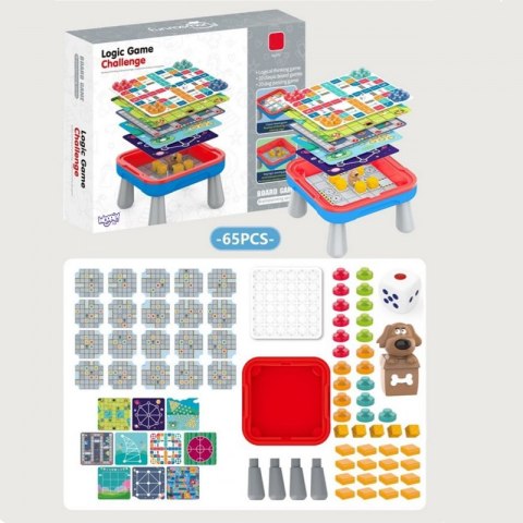 WOOPIE Stolik Gier Planszowych Logicznych 65 el. Zestaw 10w1 WOOPIE Stolik Gier Planszowych Logicznych 65 el. Zestaw 10w1