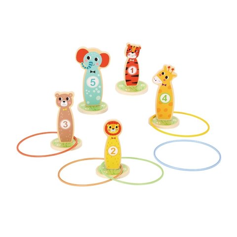 TOOKY TOY Drewniana Gra Zręcznościowa Rzut do Celu Zwierzątka 15 el. TOOKY TOY Drewniana Gra Zręcznościowa Rzut do Celu Zwierzątka 15 el.