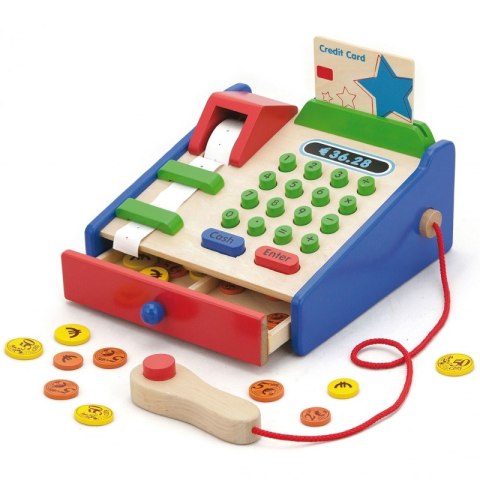 VIGA Drewniana Kasa sklepowa z akcesoriami Skaner Montessori VIGA Drewniana Kasa sklepowa z akcesoriami Skaner Montessori