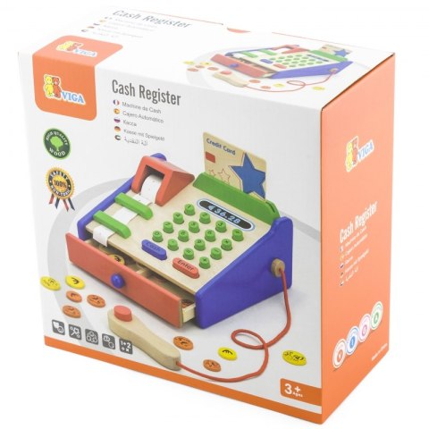 VIGA Drewniana Kasa sklepowa z akcesoriami Skaner Montessori VIGA Drewniana Kasa sklepowa z akcesoriami Skaner Montessori