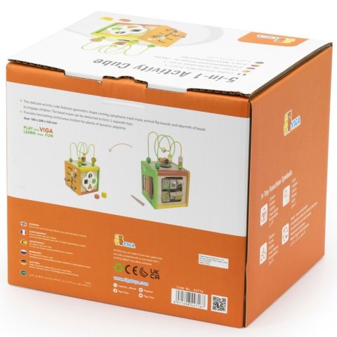 VIGA Drewniana Kostka Edukacyjna 5w1 VIGA Drewniana Kostka Edukacyjna 5w1