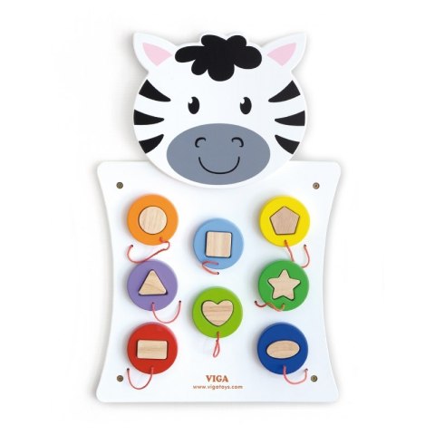VIGA Drewniana Tablica Manipulacyjna Zebra Certyfikat FSC Montessori VIGA Drewniana Tablica Manipulacyjna Zebra Certyfikat FSC Montessori
