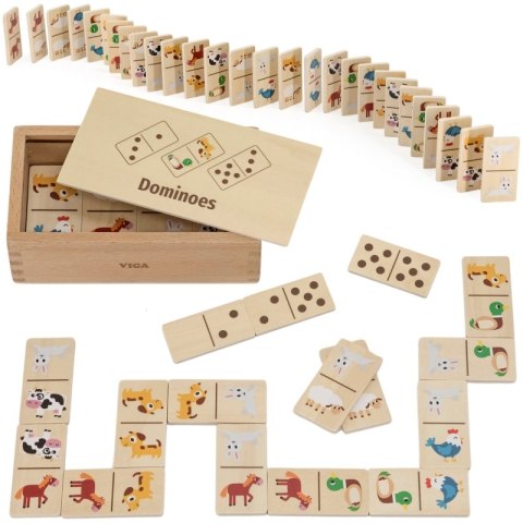 VIGA Drewniane Domino 2w1 Zwierzęta i Liczby VIGA Drewniane Domino 2w1 Zwierzęta i Liczby