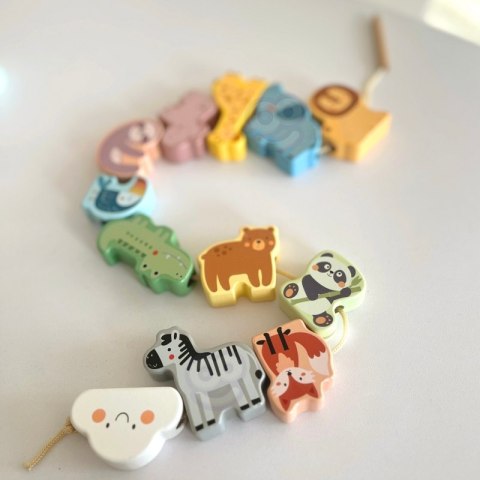 WOOPIE GREEN Drewniana Nawlekanka Klocki Przeplatanka ZOO Montessori 13 el. WOOPIE GREEN Drewniana Nawlekanka Klocki Przeplatanka ZOO Montessori 13 el.