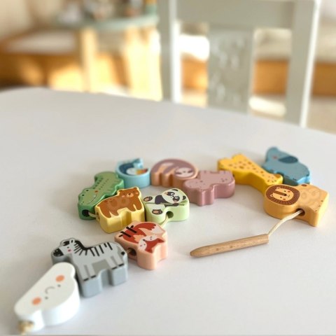 WOOPIE GREEN Drewniana Nawlekanka Klocki Przeplatanka ZOO Montessori 13 el. WOOPIE GREEN Drewniana Nawlekanka Klocki Przeplatanka ZOO Montessori 13 el.