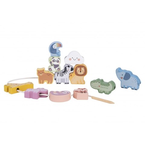 WOOPIE GREEN Drewniana Nawlekanka Klocki Przeplatanka ZOO Montessori 13 el. WOOPIE GREEN Drewniana Nawlekanka Klocki Przeplatanka ZOO Montessori 13 el.