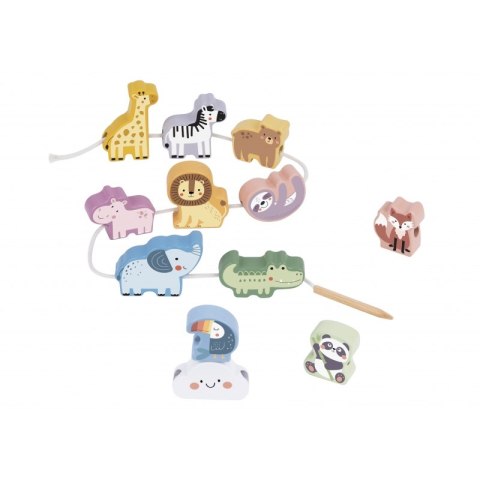 WOOPIE GREEN Drewniana Nawlekanka Klocki Przeplatanka ZOO Montessori 13 el. WOOPIE GREEN Drewniana Nawlekanka Klocki Przeplatanka ZOO Montessori 13 el.
