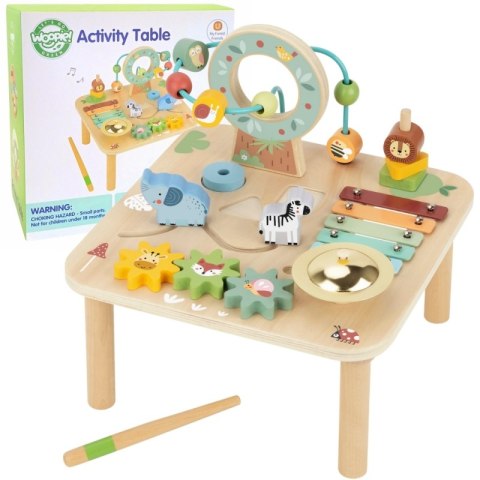 WOOPIE GREEN Drewniany Stolik Edukacyjny Muzyczny Labirynt Sensoryczny 5W1 WOOPIE GREEN Drewniany Stolik Edukacyjny Muzyczny Labirynt Sensoryczny 5W1