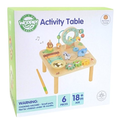 WOOPIE GREEN Drewniany Stolik Edukacyjny Muzyczny Labirynt Sensoryczny 5W1 WOOPIE GREEN Drewniany Stolik Edukacyjny Muzyczny Labirynt Sensoryczny 5W1