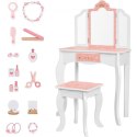 TOOKY TOY Drewniana Toaletka z Krzesełkiem Składane Lusterko Akcesoria 15 el. TOOKY TOY Drewniana Toaletka z Krzesełkiem Składane Lusterko Akcesoria 15 el.