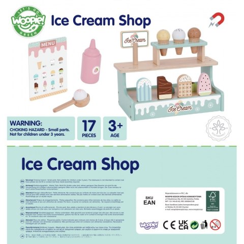 WOOPIE GREEN Drewniana Lodziarnia Sklepik Zestaw z Lodami Stragan 16 EL WOOPIE GREEN Drewniana Lodziarnia Sklepik Zestaw z Lodami Stragan 16 EL