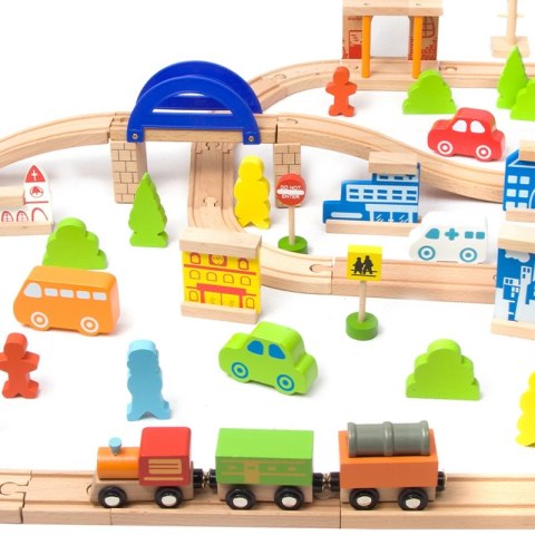 CLASSIC WORLD Zestaw Kolejka Tor Drewniany Pociąg + Figurki 110 el. CLASSIC WORLD Zestaw Kolejka Tor Drewniany Pociąg + Figurki 110 el.