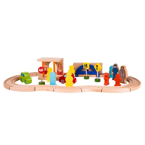 CLASSIC WORLD Zestaw Kolejka Tor Drewniany Pociąg + Figurki 110 el. CLASSIC WORLD Zestaw Kolejka Tor Drewniany Pociąg + Figurki 110 el.