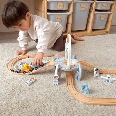 TOOKY TOY Drewniana Kolejka Kosmiczna Zestaw Tory TOOKY TOY Drewniana Kolejka Kosmiczna Zestaw Tory