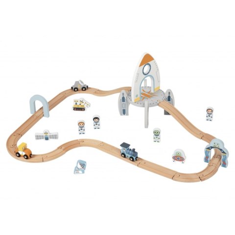 TOOKY TOY Drewniana Kolejka Kosmiczna Zestaw Tory TOOKY TOY Drewniana Kolejka Kosmiczna Zestaw Tory