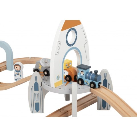 TOOKY TOY Drewniana Kolejka Kosmiczna Zestaw Tory TOOKY TOY Drewniana Kolejka Kosmiczna Zestaw Tory