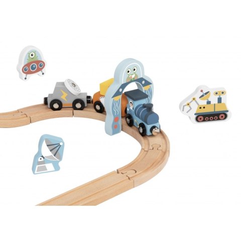 TOOKY TOY Drewniana Kolejka Kosmiczna Zestaw Tory TOOKY TOY Drewniana Kolejka Kosmiczna Zestaw Tory