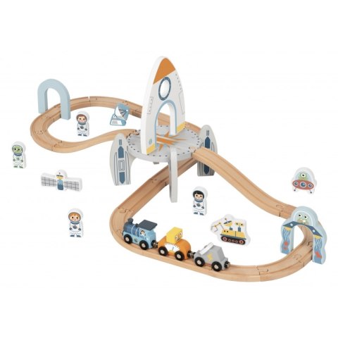 TOOKY TOY Drewniana Kolejka Kosmiczna Zestaw Tory TOOKY TOY Drewniana Kolejka Kosmiczna Zestaw Tory