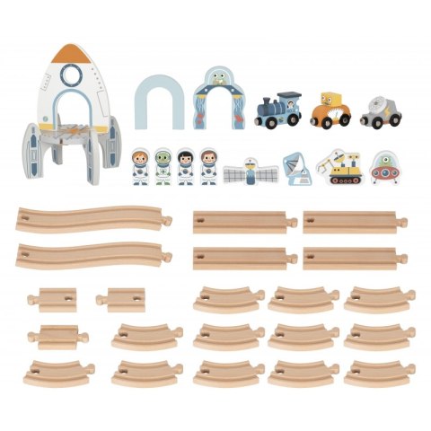 TOOKY TOY Drewniana Kolejka Kosmiczna Zestaw Tory TOOKY TOY Drewniana Kolejka Kosmiczna Zestaw Tory