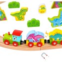 TOOKY TOY Drewniana Magnetyczna Kolejka Dinozaury + Figurki TOOKY TOY Drewniana Magnetyczna Kolejka Dinozaury + Figurki