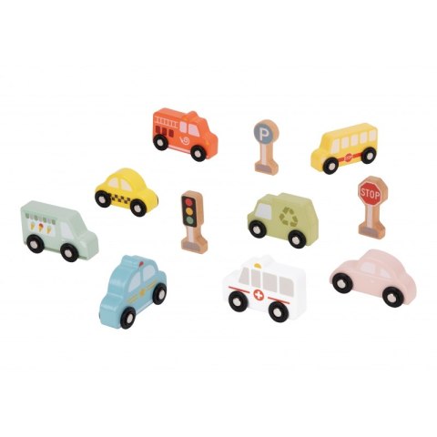 TOOKY TOY Zestaw Drewnianych Pojazdów i Znaków Drogowych w Pudełku TOOKY TOY Zestaw Drewnianych Pojazdów i Znaków Drogowych w Pudełku