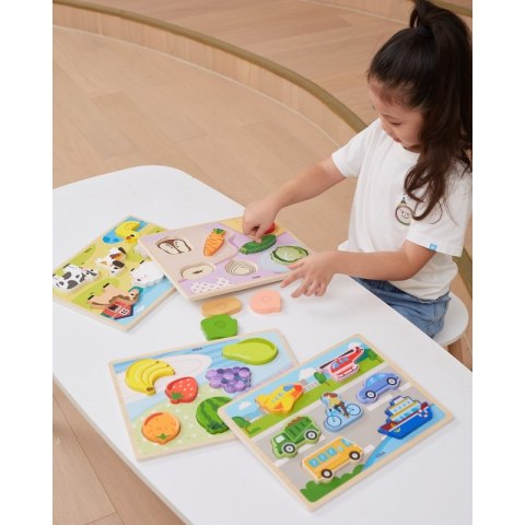 VIGA Drewniane Puzzle Układanka Montessori 2w1 Figurki Pojazdy VIGA Drewniane Puzzle Układanka Montessori 2w1 Figurki Pojazdy