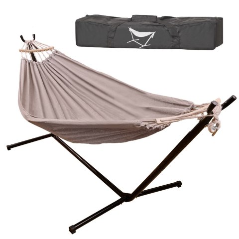 Hamak ze stelażem ogrodowy huśtawka stelaż stojak do hamaka duży mocny + pokrowiec 200cm 100kg Hamak ze stelażem ogrodowy huśtawka stelaż stojak do hamaka duży mocny + pokrowiec 200cm 100kg