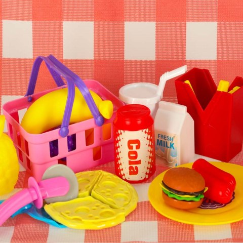Kosz piknikowy koszyk fast food pizza burger jedzenie prowiant przekąski na piknik Kosz piknikowy koszyk fast food pizza burger jedzenie prowiant przekąski na piknik