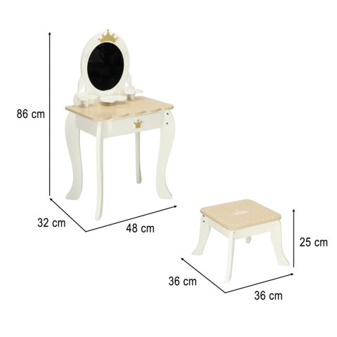 Toaletka drewniana dla dziewczynki LULILO Bella lustro taboret akcesoria Toaletka drewniana dla dziewczynki LULILO Bella lustro taboret akcesoria
