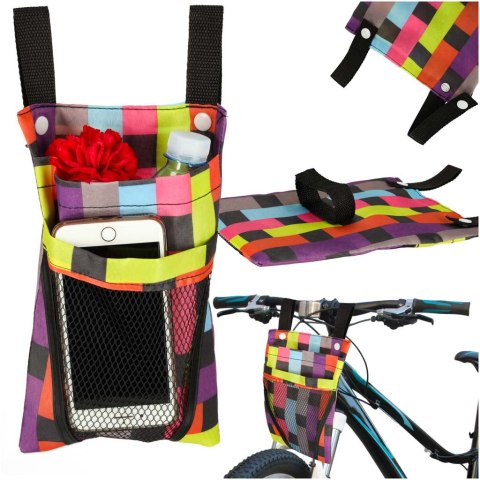 Torba na rower hulajnogę kierownicę telefon sakwa rowerowa kolorowa kratka Torba na rower hulajnogę kierownicę telefon sakwa rowerowa kolorowa kratka