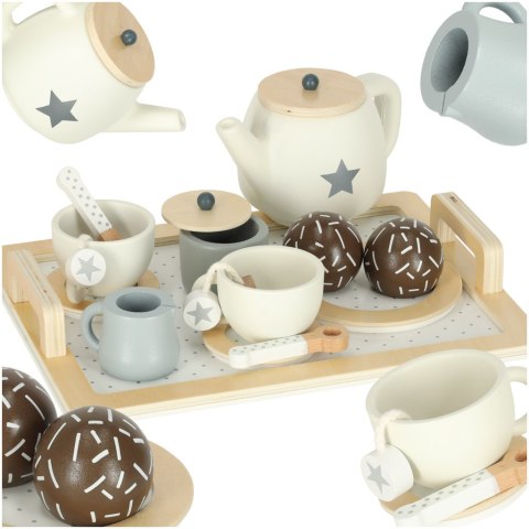 Serwis kawowy drewniany naczynia dla dzieci zestaw kuchenny do herbaty taca filiżanki Serwis kawowy drewniany naczynia dla dzieci zestaw kuchenny do herbaty taca filiżanki