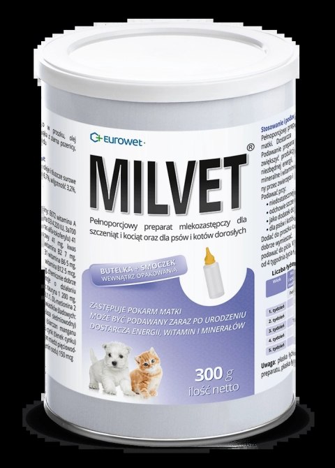 Eurowet Milvet Mleko Zastępcze Dla Szczeniąt I Kociąt 300g Eurowet Milvet Mleko Zastępcze Dla Szczeniąt I Kociąt 300g