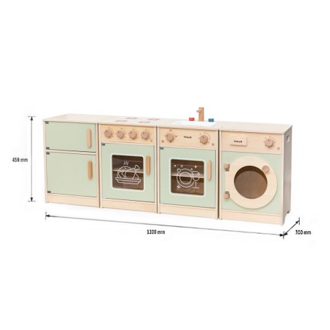 VIGA PolarB Drewniany Zestaw Kuchenny XL Pralka Kuchenka Zmywarka - Zielony VIGA PolarB Drewniany Zestaw Kuchenny XL Pralka Kuchenka Zmywarka - Zielony