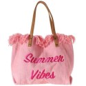TORBA PLAŻOWA BOHO Z frędzlami róż TP11R TORBA PLAŻOWA BOHO Z frędzlami róż TP11R