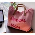 TORBA PLAŻOWA BOHO Z frędzlami róż TP11R TORBA PLAŻOWA BOHO Z frędzlami róż TP11R