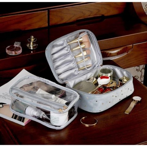 Kosmetyczka rozkładana z wkładem 2w1 kuferek KS97SZ Kosmetyczka rozkładana z wkładem 2w1 kuferek KS97SZ