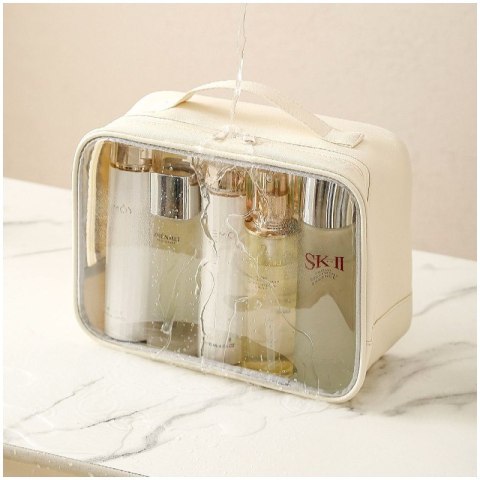 Kosmetyczka organizer na kosmetyki kremowa 26x20x11cm KS105WZ3 Kosmetyczka organizer na kosmetyki kremowa 26x20x11cm KS105WZ3