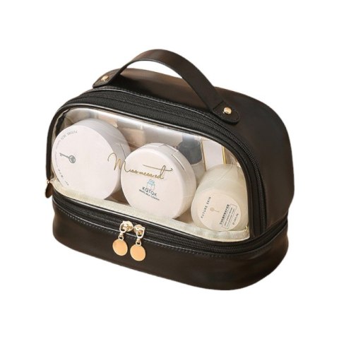Kosmetyczka organizer na kosmetyki czarna dwupoziomowa 23x13,5x16cm KS115CZ Kosmetyczka organizer na kosmetyki czarna dwupoziomowa 23x13,5x16cm KS115CZ