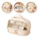 Kosmetyczka organizer na kosmetyki kremowa dwupoziomowa 23x13,5x16cm KS115B Kosmetyczka organizer na kosmetyki kremowa dwupoziomowa 23x13,5x16cm KS115B