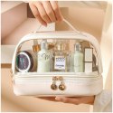 Kosmetyczka organizer na kosmetyki kremowa dwupoziomowa 23x13,5x16cm KS115B Kosmetyczka organizer na kosmetyki kremowa dwupoziomowa 23x13,5x16cm KS115B