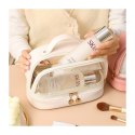 Kosmetyczka organizer na kosmetyki kremowa dwupoziomowa 23x13,5x16cm KS115B Kosmetyczka organizer na kosmetyki kremowa dwupoziomowa 23x13,5x16cm KS115B
