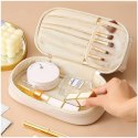 Kosmetyczka organizer na kosmetyki kremowa dwupoziomowa 23x13,5x16cm KS115B Kosmetyczka organizer na kosmetyki kremowa dwupoziomowa 23x13,5x16cm KS115B