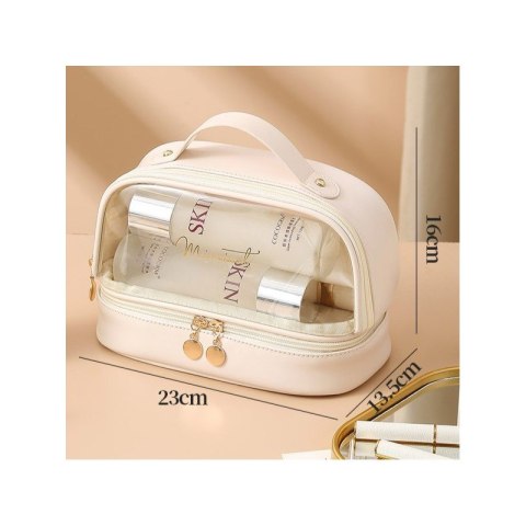Kosmetyczka organizer na kosmetyki różowa dwupoziomowa 23x13,5x16cm KS115R Kosmetyczka organizer na kosmetyki różowa dwupoziomowa 23x13,5x16cm KS115R