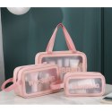 Kosmetyczka zestaw 3w1 przenośna kuferek 3 rozmiary etui pudrowy róż KS83R Kosmetyczka zestaw 3w1 przenośna kuferek 3 rozmiary etui pudrowy róż KS83R